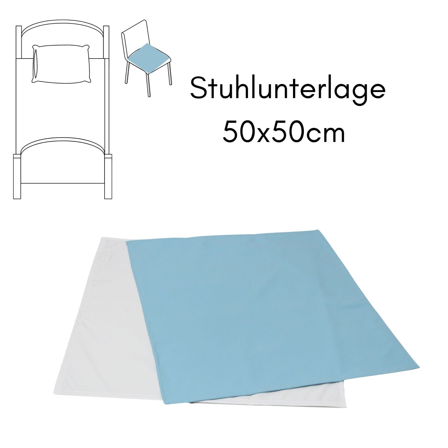 SENIORI Inkontinenzunterlage WASCHBAR wasserdicht 50x50cm für Stuhl Weiß