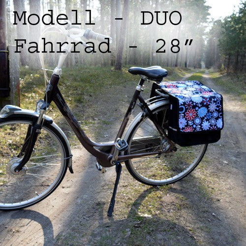 FAHRRADTASCHE ab 26 Zoll Satteltasche Gepäckträgetasche Doppelt 13. Duo - Blumen