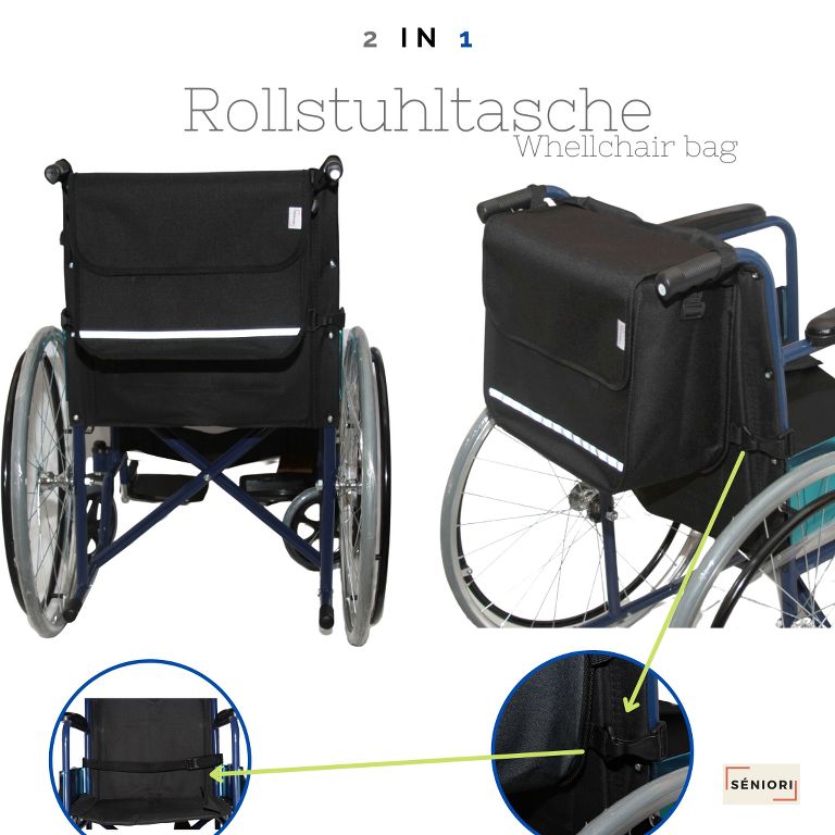 SENIORI Rollator / Rollstuhl Tasche Rollatortasche Rollstuhltasche 2. Schwarz_classic