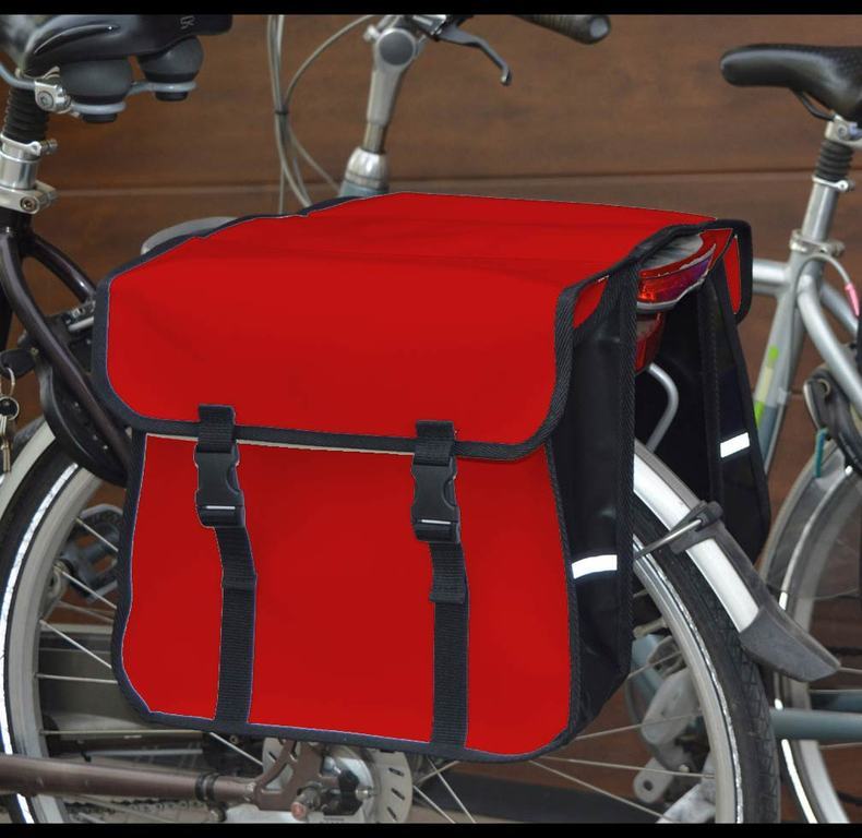 FAHRRADTASCHE Gepäckträgertasche Fahrrad 26" 28" Doppel Tasche PVC Rot